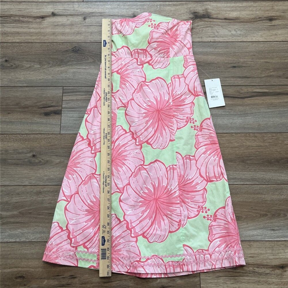 Women's Lilly Pulitzer Sabrina Dress SZ 6 Strapless Green Pink Floral VTG NOS - Picture 7 of 12